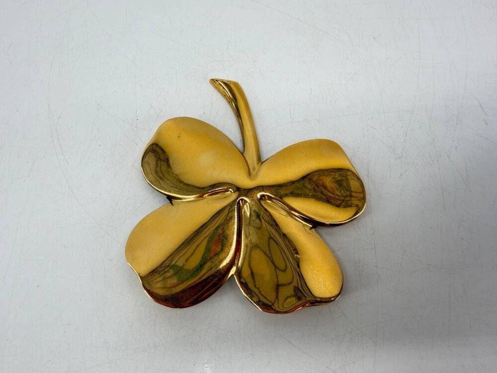 Gerity Brass Four Leaf Clover Wall Plaque Irish Luck Quote Gold Tone